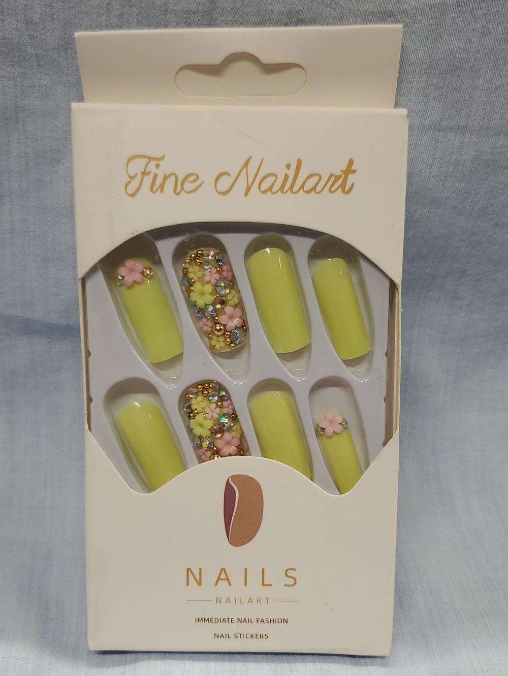 Yellow Floral Press-On Nails #5